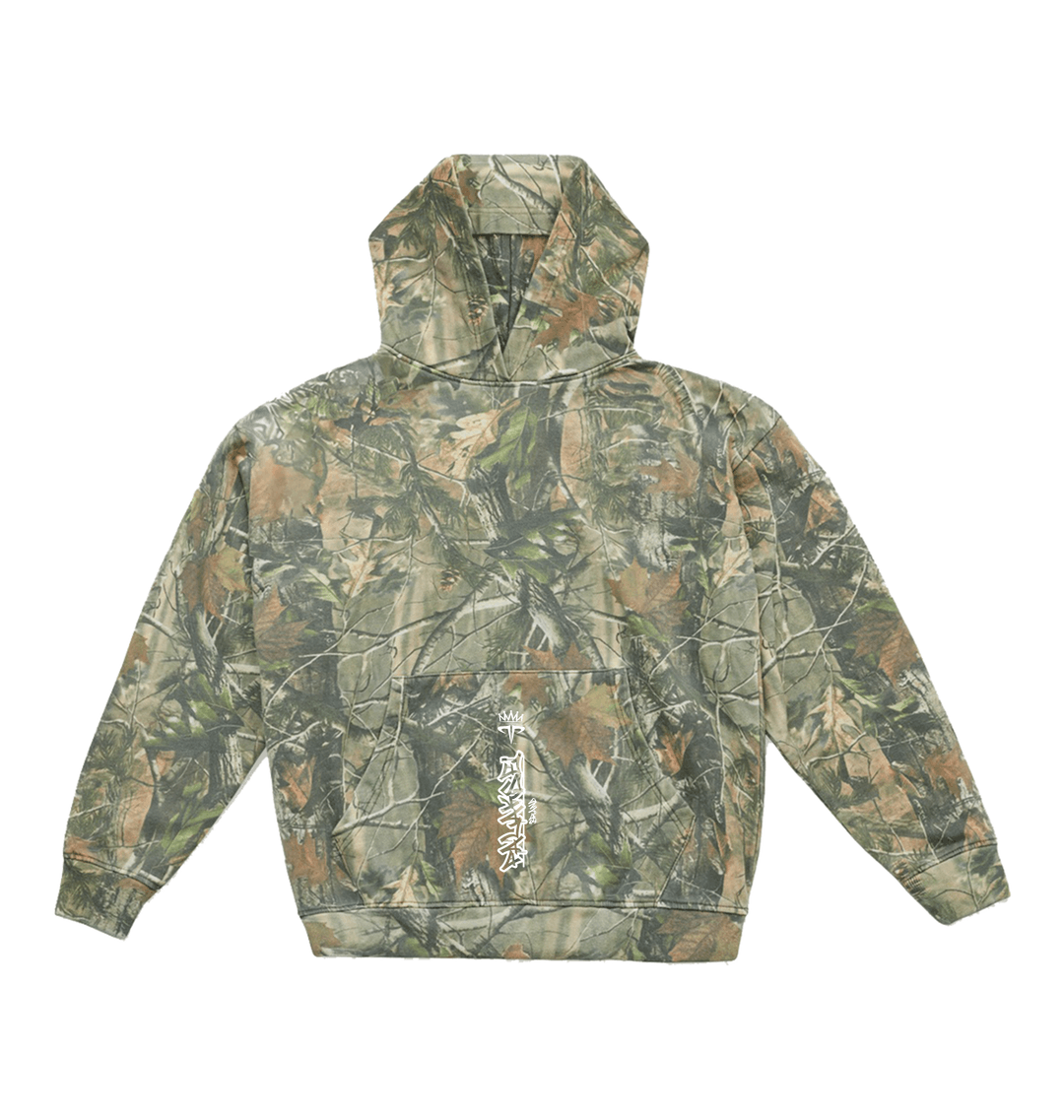 Vintage Wood Camo Printed Hoody Front
