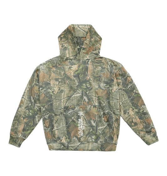 Vintage Wood Camo Printed Hoody Front