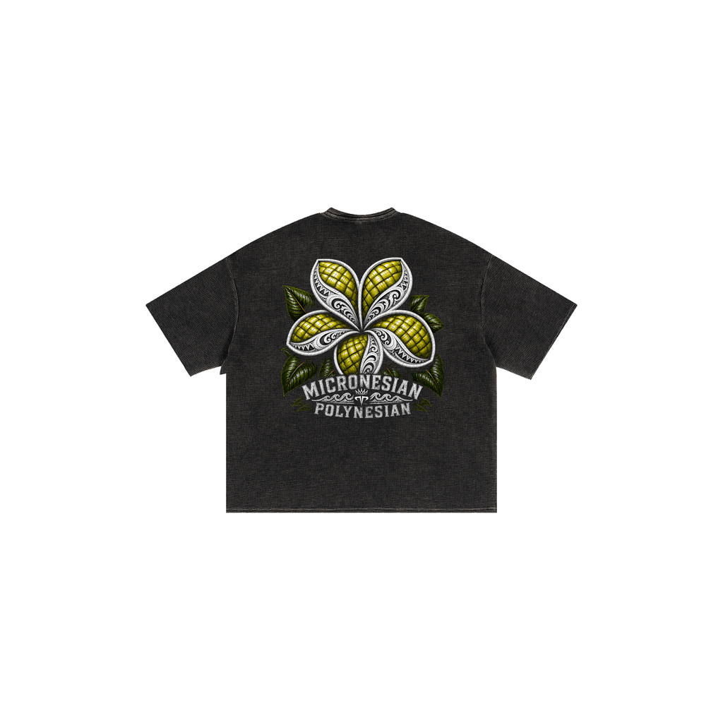 Platinum Hibiscus Waffle Boxy Tee