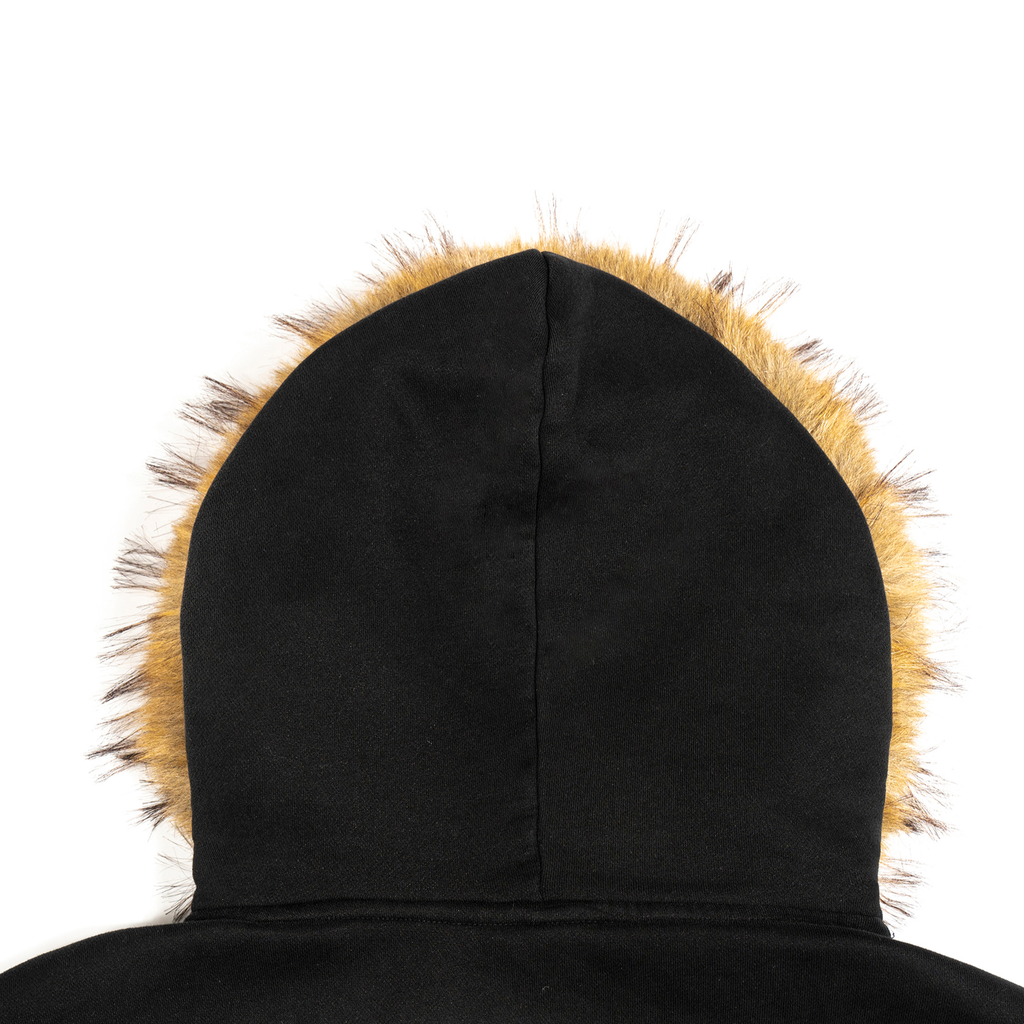 Sun Fade Boxy Detachable Fur Hoodie